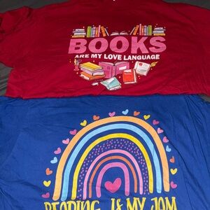 Gildan Blue T-Shirt with Rainbow Graphic